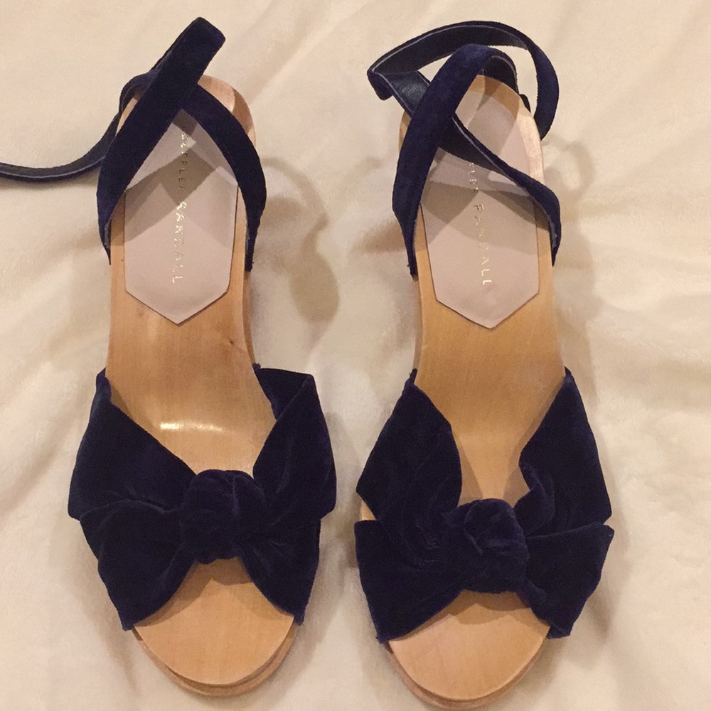 Loeffler Randall Una knot wooden sandals.